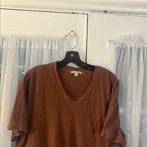 James Perse Cotton Estilo V-Neck T-shirt Men’s Size (4) X-Large Brown